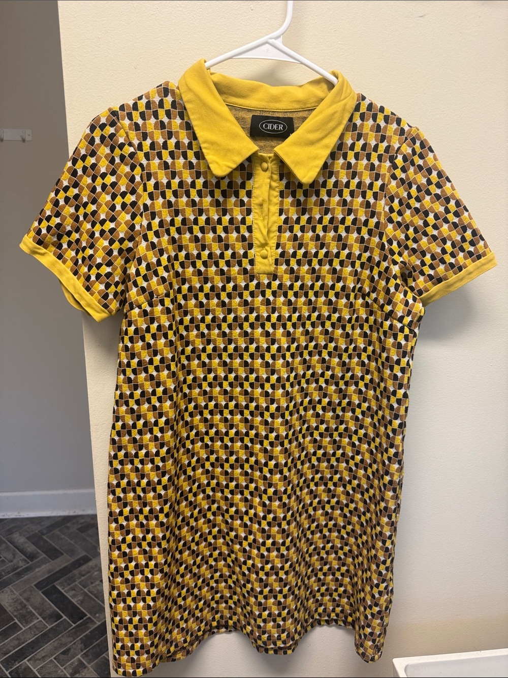 Cider Yellow & Black Geo Polo Dress